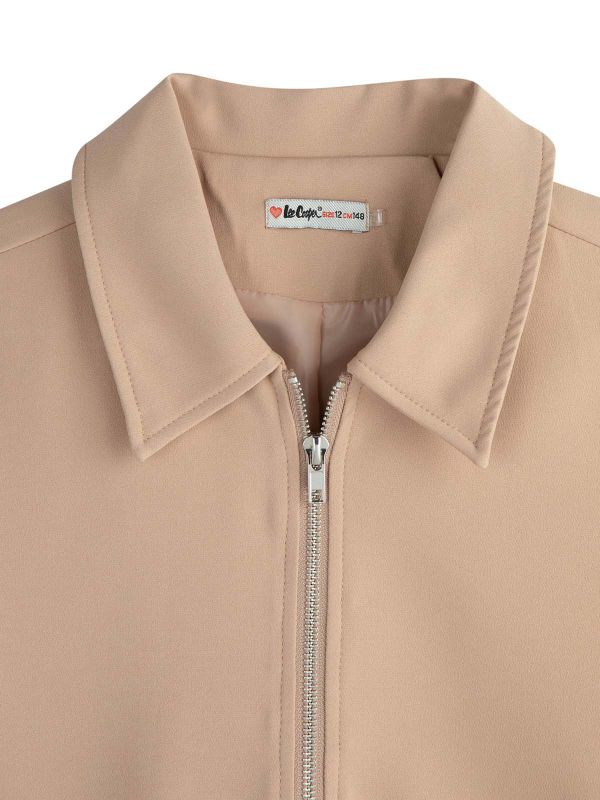 ז’קט קרופ שחור עם חגורה בנות