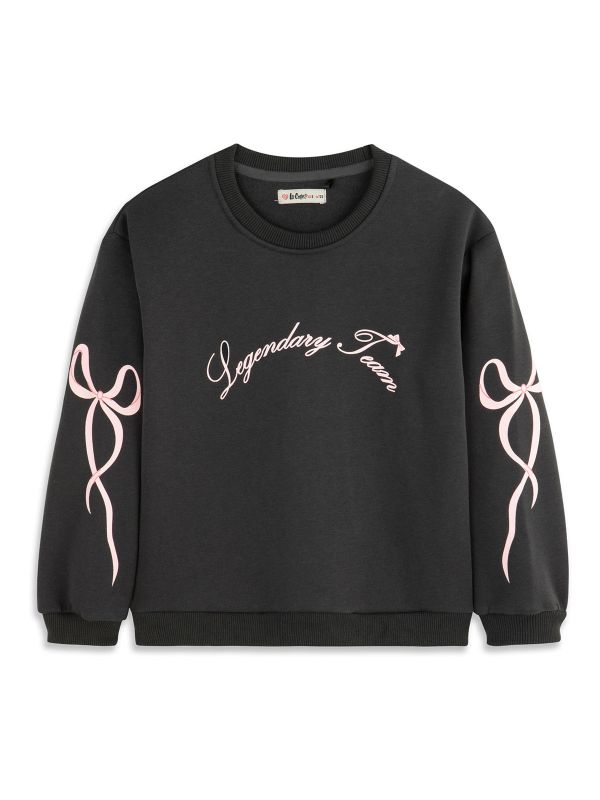 סווטשירט עם שרוכים בשרוולים בנות