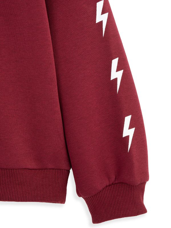 סווטשירט עם הדפס בשרוולים בנות