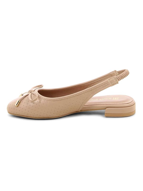 נעלי בובה פתוחות מאחור עם פפיון לנשים