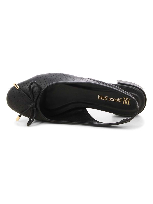 נעלי בובה פתוחות מאחור עם פפיון לנשים