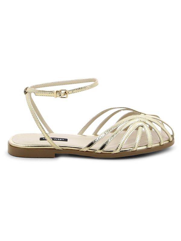 סנדלי נשים מוזהבים עם סוליה שטוחה