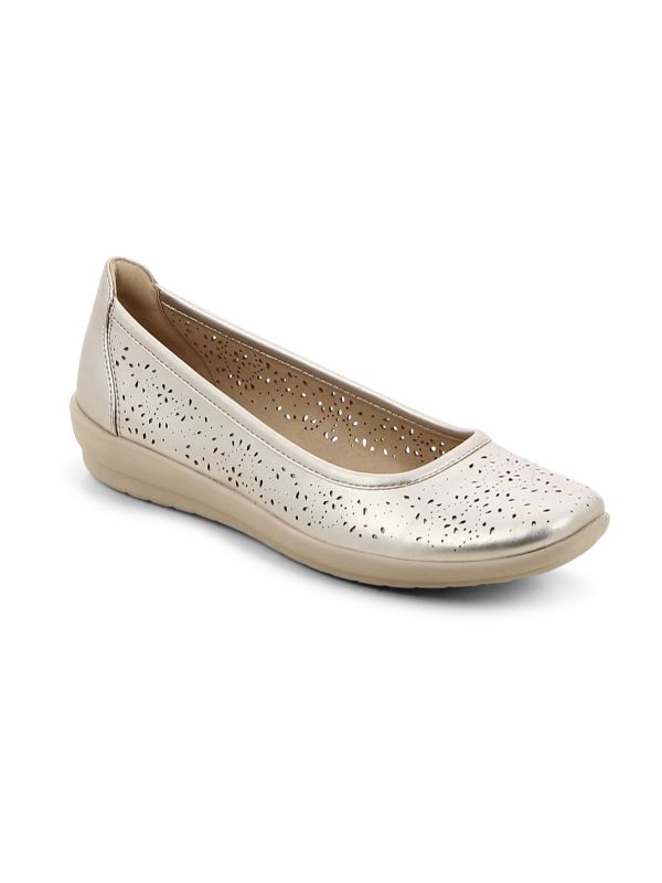 נעלי בובה זהב בדוגמא מחוררת לנשים