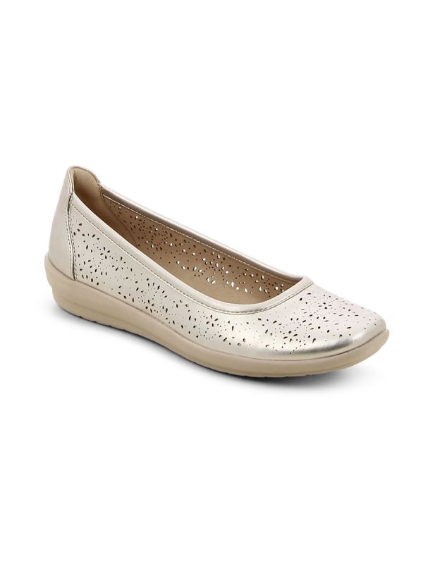 נעלי בובה זהב בדוגמא מחוררת לנשים