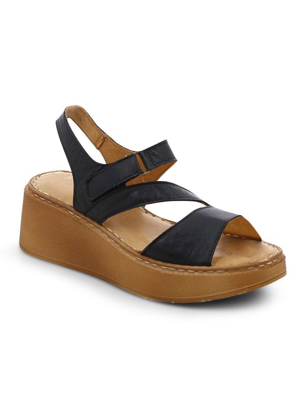 סנדלי רצועה אלכסונית עם עקב רוקי לנשים