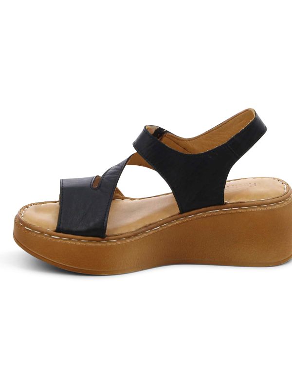 סנדלי רצועה אלכסונית עם עקב רוקי לנשים