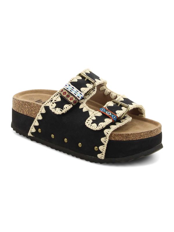 כפכפי פלטפורמה עם רצועות בסגנון בוהו לנשים