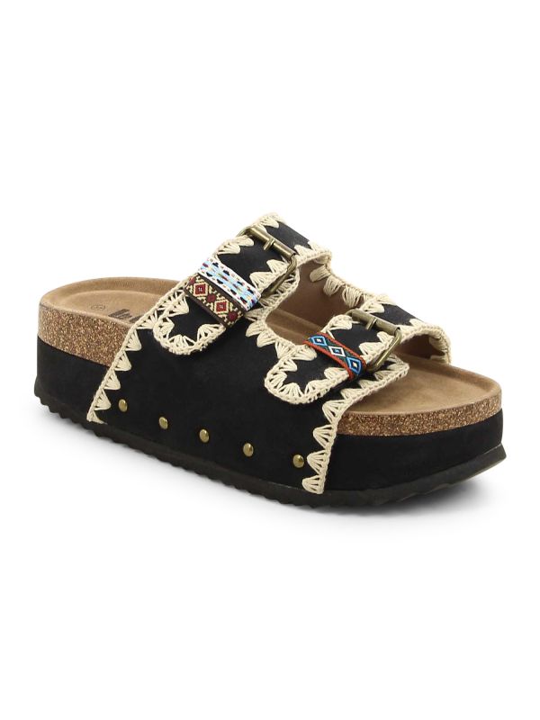 כפכפי פלטפורמה עם רצועות בסגנון בוהו לנשים