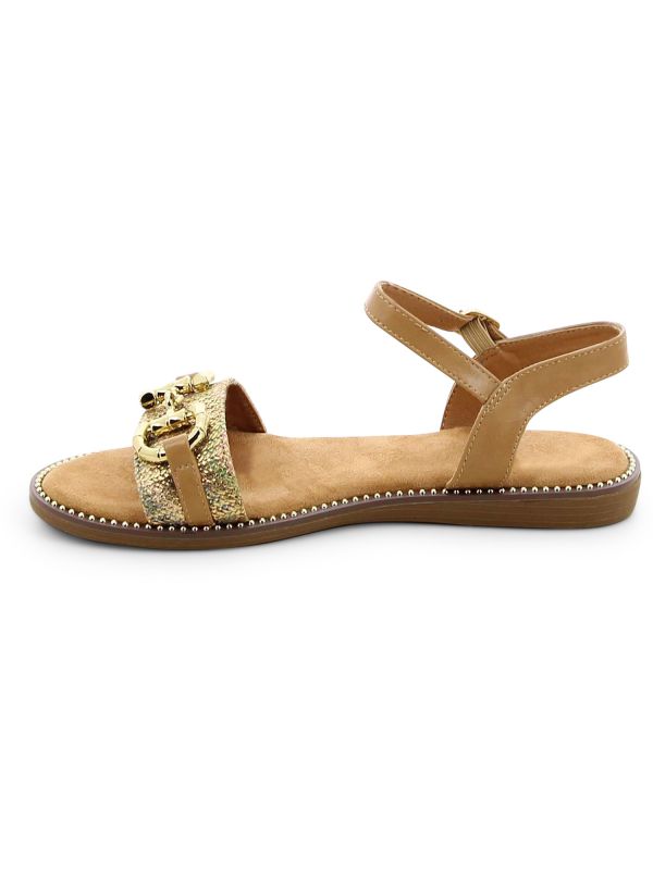 סנדלים שטוחים עם שרשרת מוזהבת לנשים