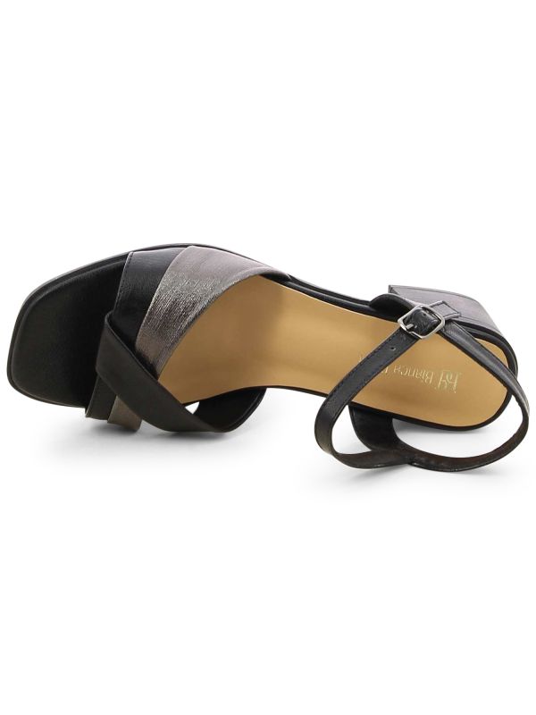 סנדלי עקב עץ עם רצועה מוצלבת לנשים