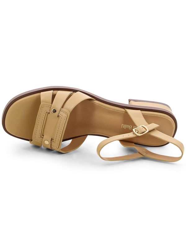 סנדלי רצועות מוצלבות עם עקב נמוך לנשים