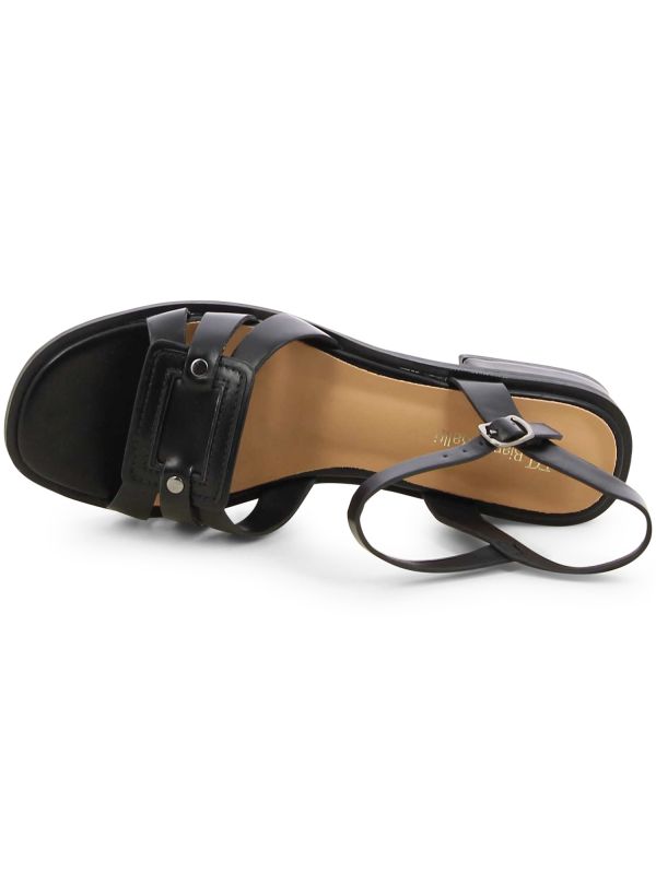 סנדלי רצועות מוצלבות עם עקב נמוך לנשים