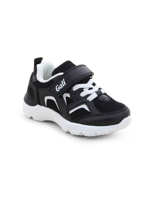 נעלי סניקרס שחור לבן עם רצועת וולקרו לילדים