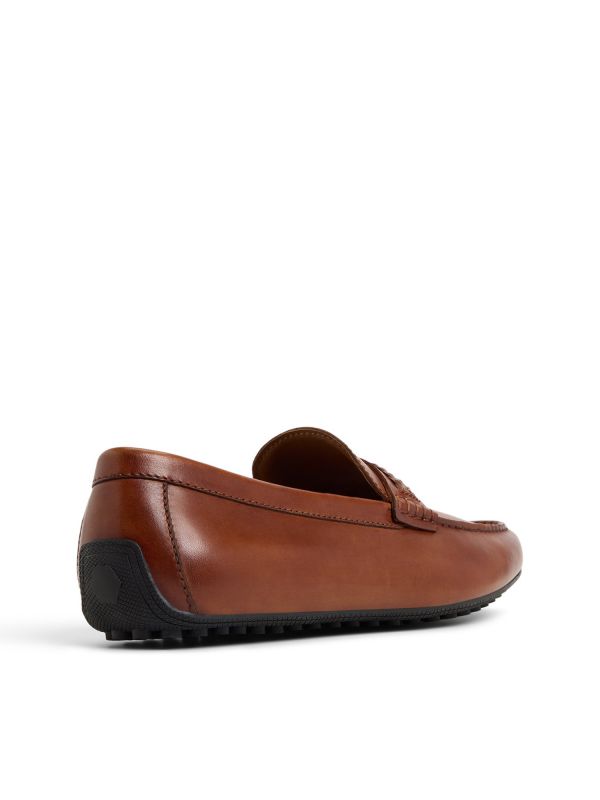 CAMILO-IN - נעלי לואפרס מעור עם רצועה קלועה לגברים