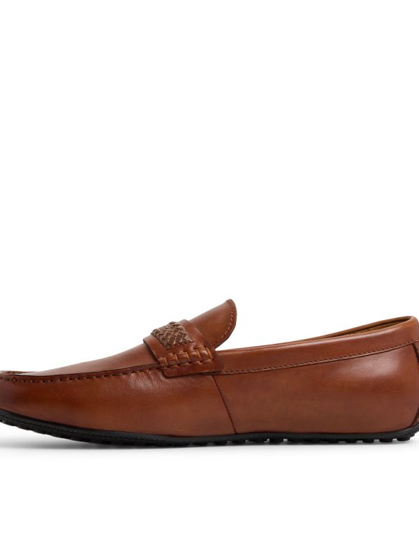 CAMILO-IN - נעלי לואפרס מעור עם רצועה קלועה לגברים