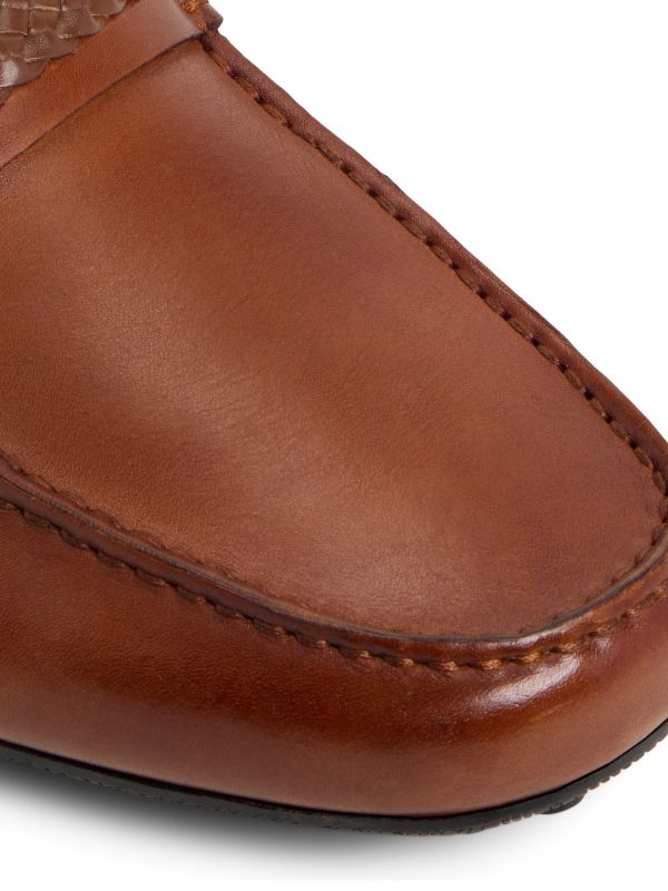 CAMILO-IN - נעלי לואפרס מעור עם רצועה קלועה לגברים