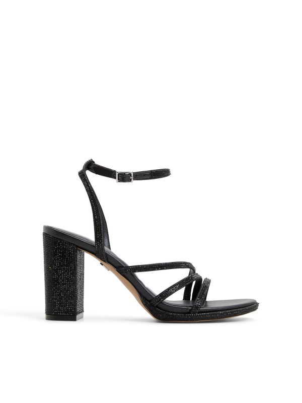 CHICGLOW - סנדלי עקב צ’אנקי עם אבנים לנשים