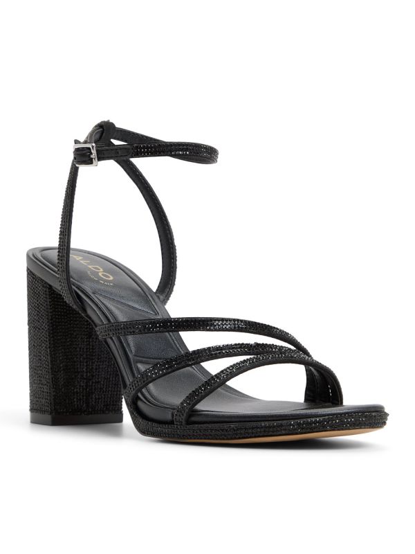 CHICGLOW - סנדלי עקב צ’אנקי עם אבנים לנשים