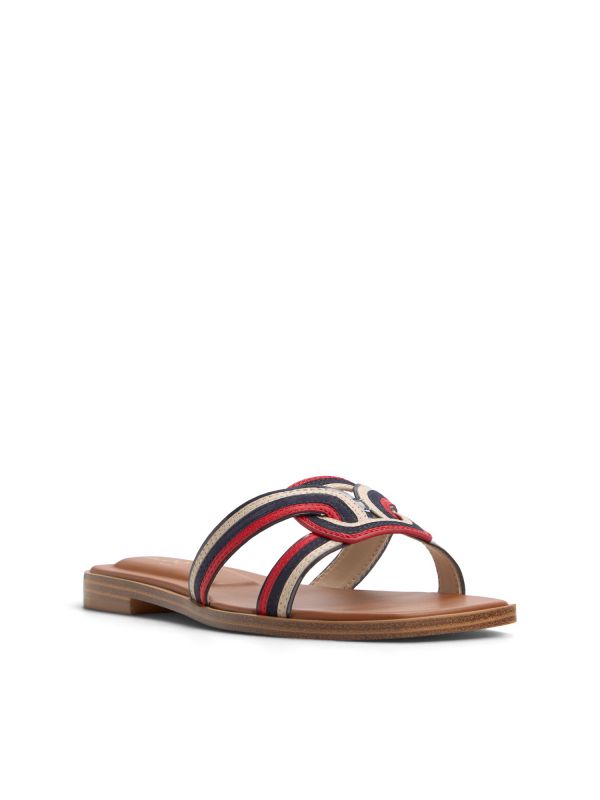 EROK - כפכפים מטאליים שטוחים עם רצועה מוצלבת לנשים