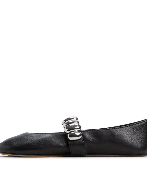 FIGGIS - נעלי סירה שטוחות מעור עם תכשיט מטאלי לנשים