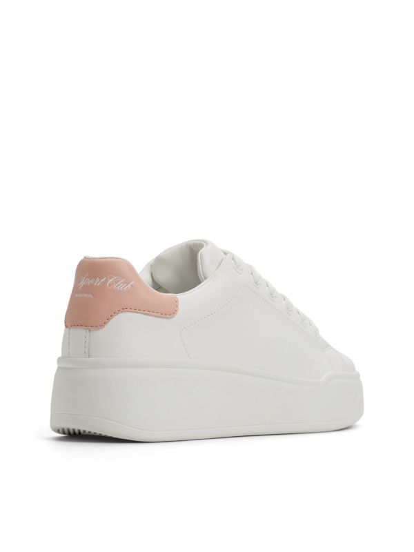 HALERENNA - נעלי סניקרס מעור עם עקב ורוד לנשים