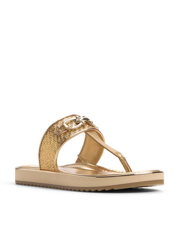 LAJOLLA - כפכפי אצבע מוזהבים עם אבזם לנשים