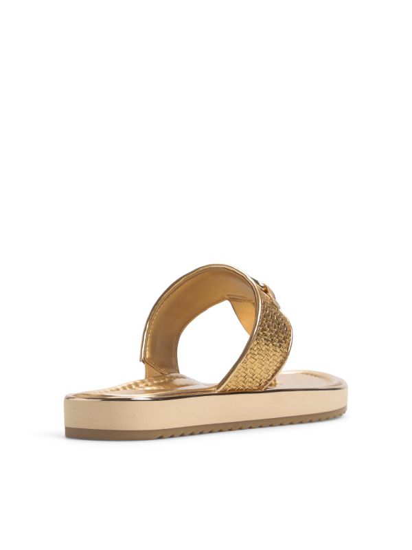 LAJOLLA - כפכפי אצבע מוזהבים עם אבזם לנשים