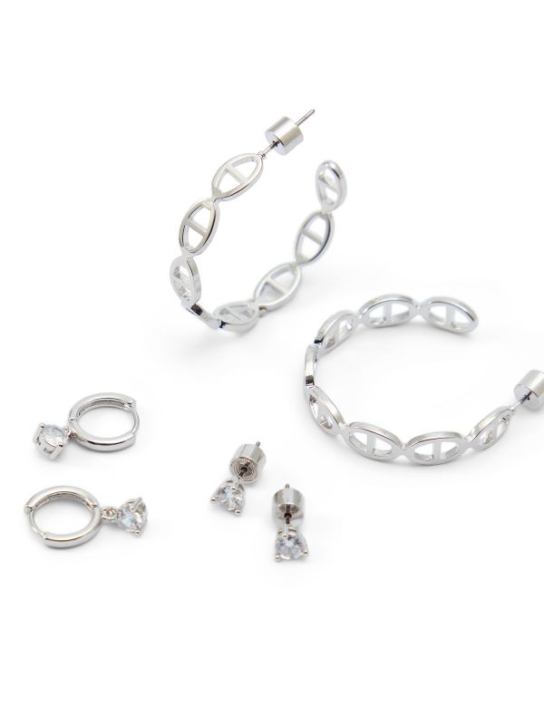 EXCELLENCE - שלישיית עגילים כסופים לנשים