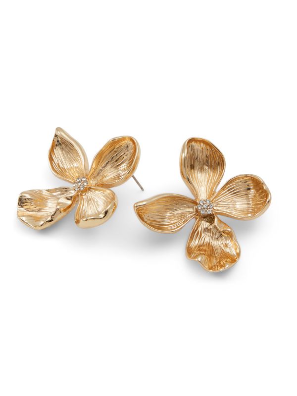 FLORALUXE - עגילי פרחים מוזהבים לנשים