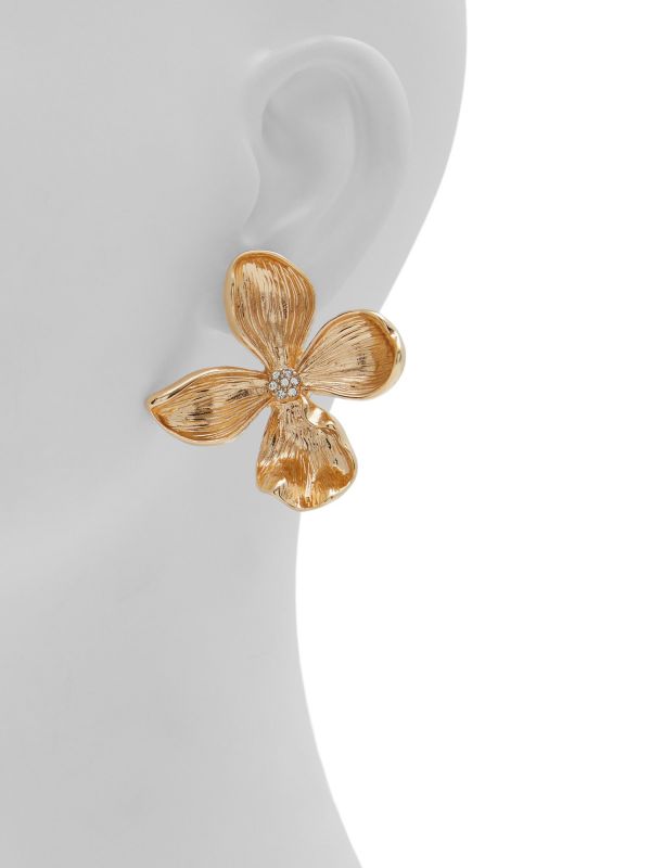 FLORALUXE - עגילי פרחים מוזהבים לנשים